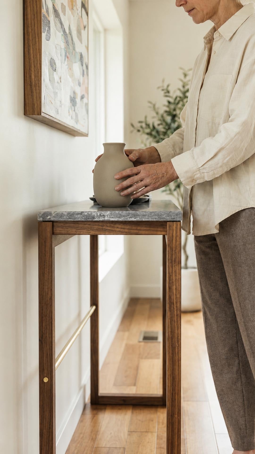 Quarry Console Table - Nootka Mist Marble