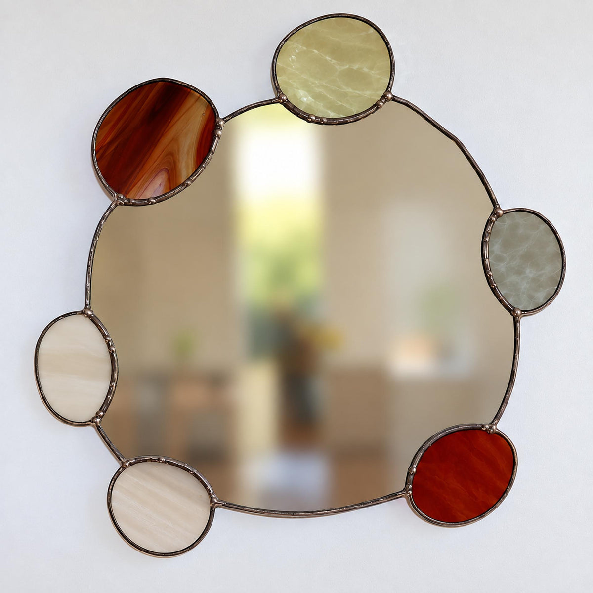 Elemental Pebble Mirror — Earth / Fire (No. 02)
