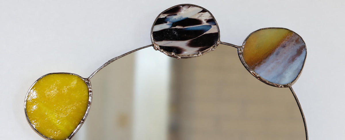 Elemental Pebble Mirror — Earth / Fire (No. 05)