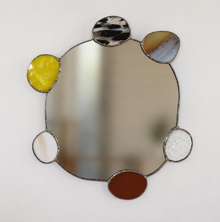 Elemental Pebble Mirror — Earth / Fire (No. 05)