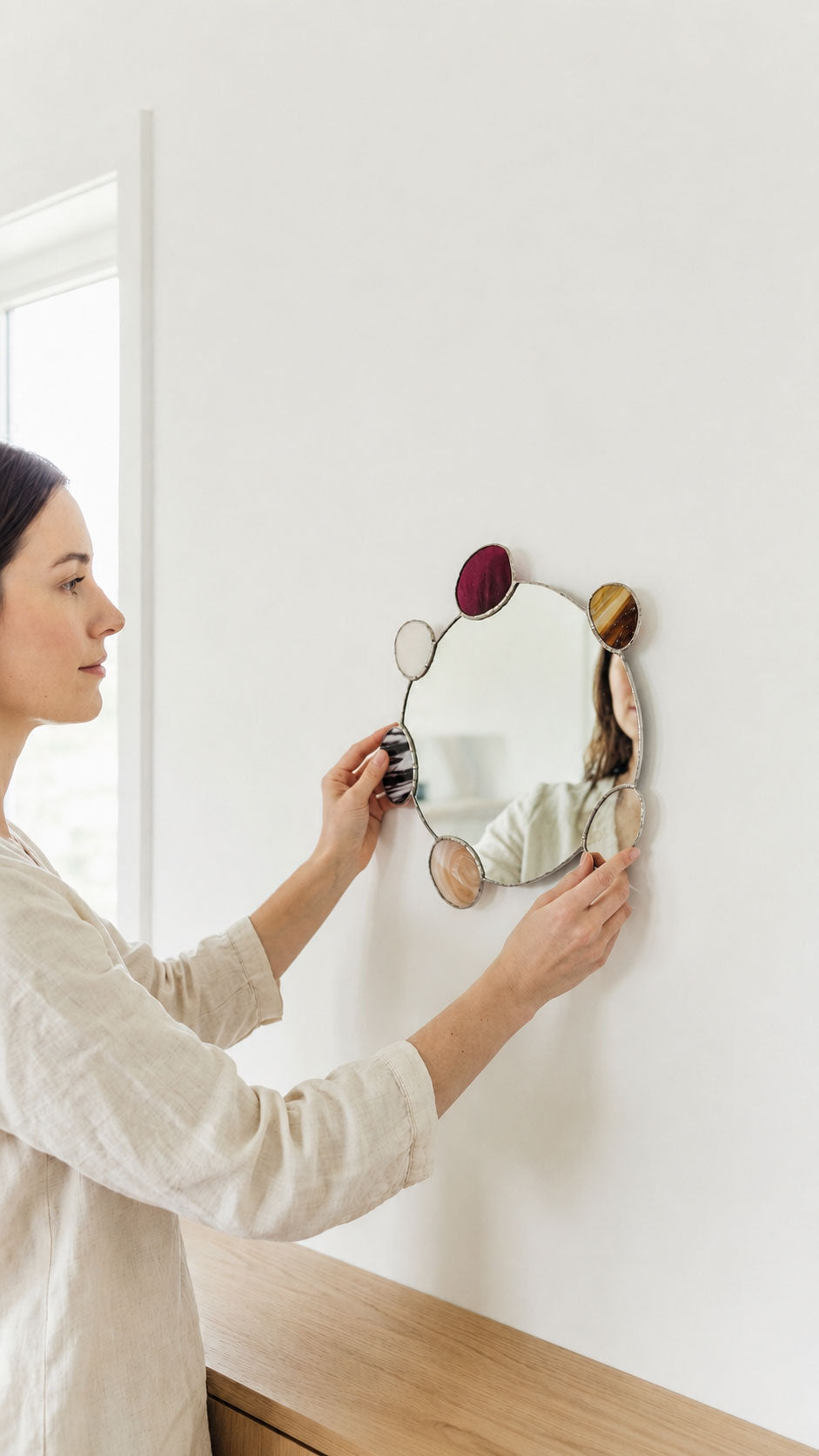 Elemental Pebble Mirror – Earth / Fire