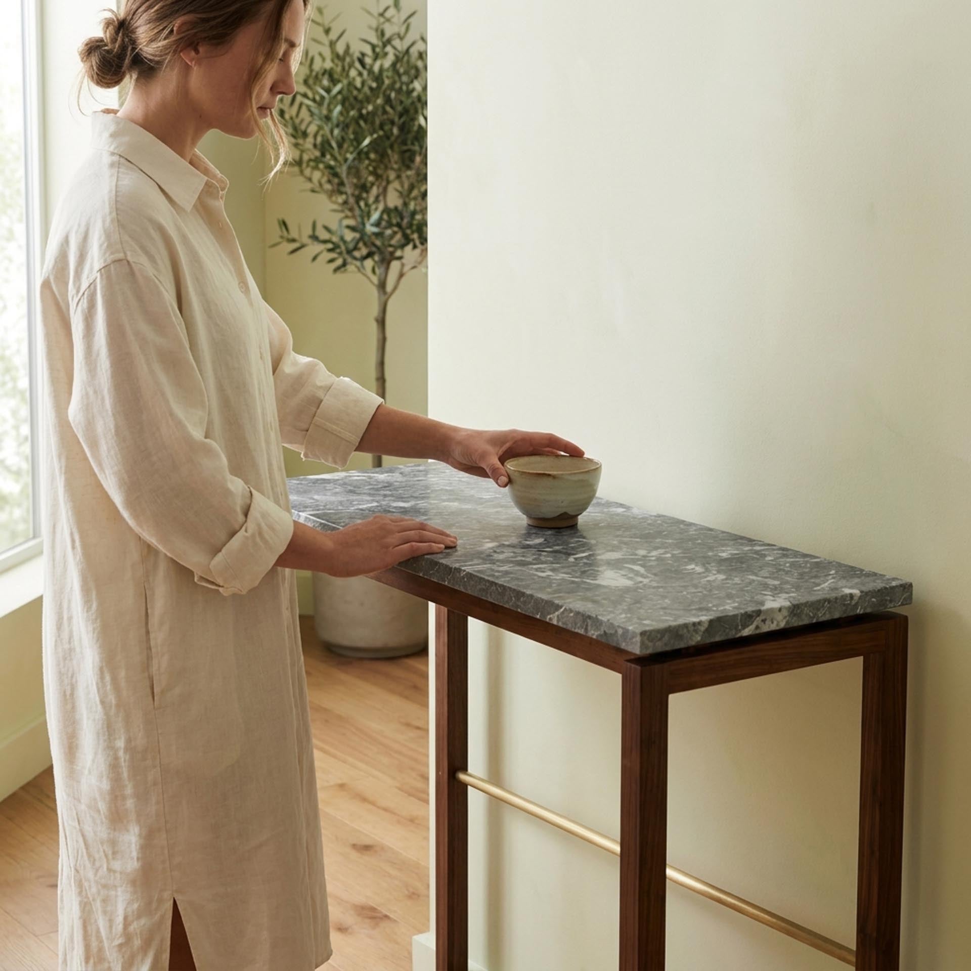 Quarry Console Table - Tlupana Blue Grey Marble