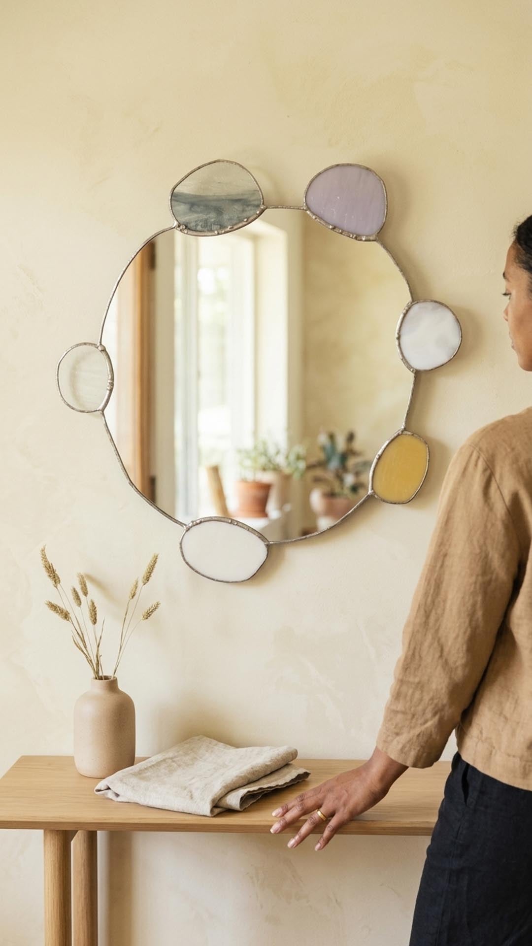 Elemental Pebble Mirror – Metal / Earth